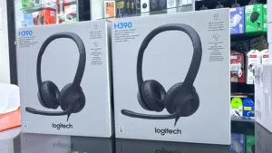 Logitech H390 Wired USB Black Headset, Stereo Headphones with Leatherette Earcups سماعات الكول سنتر