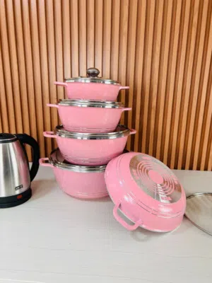 طقم طناجر جرانيت سكب  ثقيل أثقل وافضل نوعية في السوق  5 قطع مكفول 5 سنوات ارضية  إندكشن يعني مستحيل