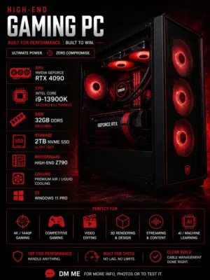 High end 4090 Gaming PC – RTX 4090 i9 13GEN 2TB SSD