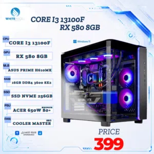 اجهزة كمبيوتر العاب core i3 13100f + RX 580 8GB رام 16 تجميعة اقتصادية مناسبة لاحتياجك بافضل الاسعار