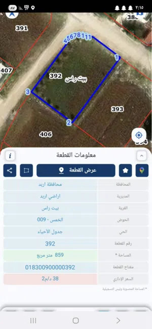 ارض لبيع من اراضي اربد الخمس