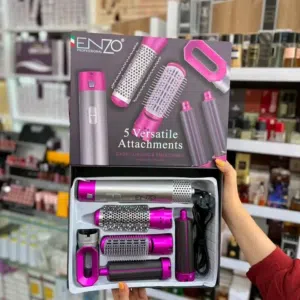 سشوار ENZO خمسه في واحد مجموعه مجفف الشعر سشوار دوار 5 في 1اينزو فرشاه كيرلي