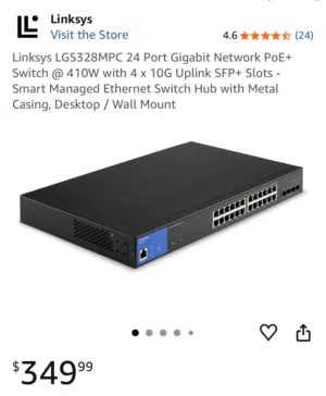 جهاز موزع شبكة LGS328MPC Linksys 24 ports P0E+  Switch
