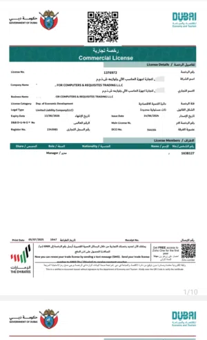 2 years old Computer and Mobile company tegistered Dubai Main Land license for transfer