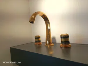 Monti Carlo Gold Plated Basin Mixer – Luxury 3 Hole Faucet