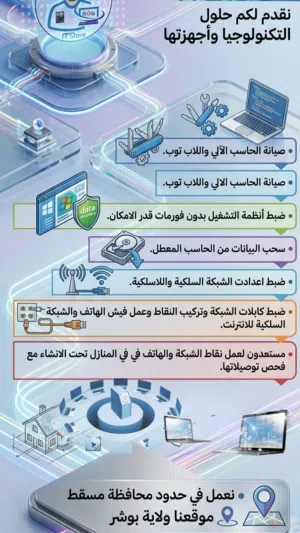 صيانة الحاسب الالي والشبكات والتوصيلات الشبكية والهاتف الارضي عمل صيانة بدون فورمات