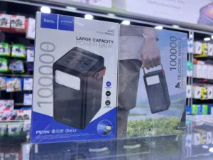 PowerBank HOCO 100,000 mAh باوربانك هوكو بقوة 100 الف مل امبير  مع 8 مداخل شحن سريع و كشاف قوي للغاي
