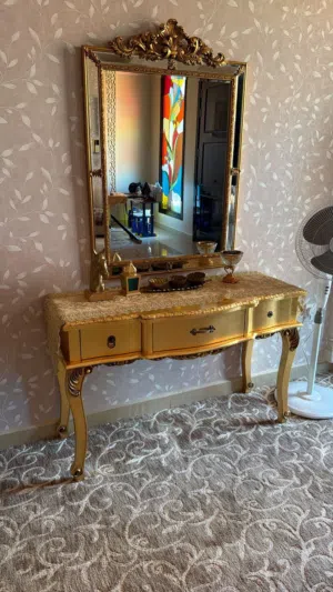 Elegant Gold Dressing Table with Mirror for Sale