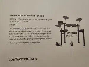 Yamaha Electronic Drum kit DTX420K (as new)
