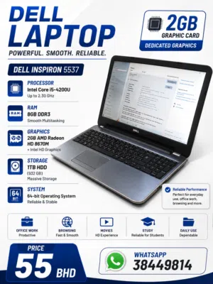 Dell i5 Laptop 2GB Dedicated Graphics 55BHD 1TB HHD 8GB Ram 15.6 screen