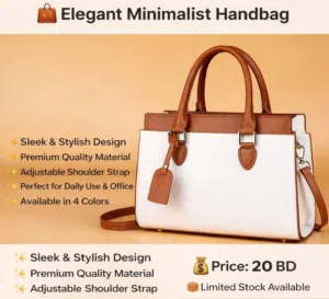 Elegant Minimalist Handbag  Sleek & Stylish Design  Premium Quality Material Adjustable Shoul