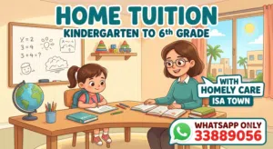 Home Tution with Homely Care (KG to 6th ) Indian Tutor