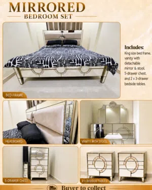 Luxury Mirrored Champagne Gold Bedroom Set