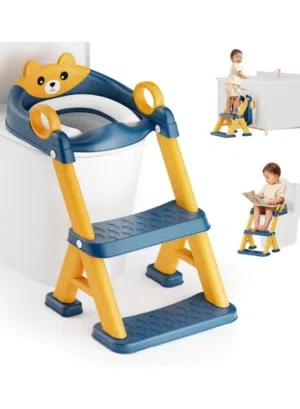 مقعد تدريب على استخدام النونية وسلم - كرسي تدريب قابل للطي وغير قابل للانزلاق