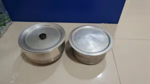 bowls and strainer and grill chicken
