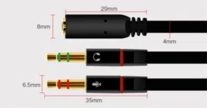 3.5mm Audio Mic Y Splitter Cable Cord Headphone Adapter Female to 2 Male Gold