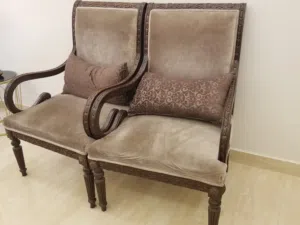 Two Drawing Room Brown Arm French Chairs