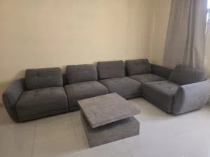 L shaped detachable sofa with rotating tea table