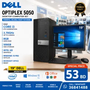 Dell Core i3 6th Generation 8GB RAM 500GB HDD  19 Monitor Intel HD Graphics 4GB Shared