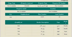 للبيع أرض زراعية بصك الكتروني مساحة 350 الف