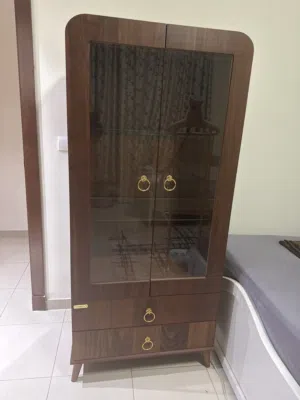 Open glass door cupboard