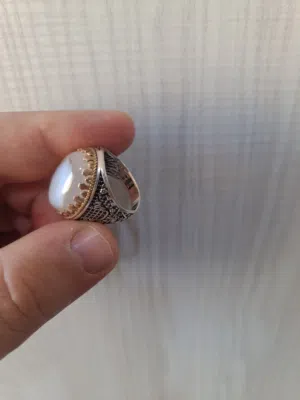 خاتم فضه عقيق طحلبي