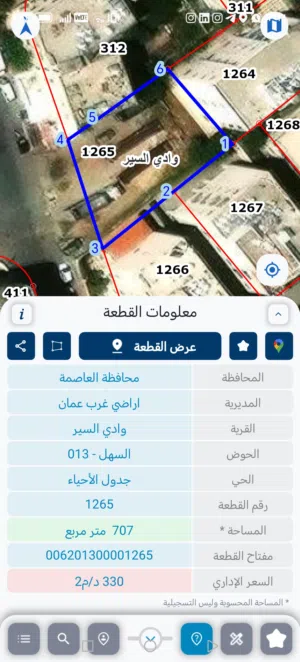 أرض للبيع وادي السير 733 متر مربع على شارع عبد الرزاق الحسن بالقرب من شارع الصناعة