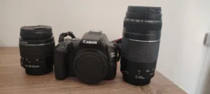 كاميرا Canon EOS 250D مع عدستين عدسة Canon EF-S 18-55mm  عدسة Canon EF 75-300mm مع الحقيبة