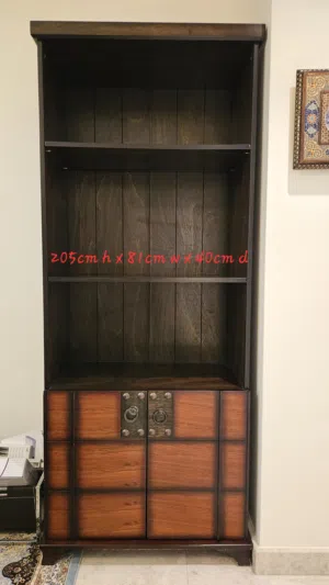 1. Solid Wood Cabinet for books ro as buffet cabinet in the dining 2. teak wood super single bed