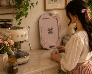 Hand-Painted Wooden Serving Tray
