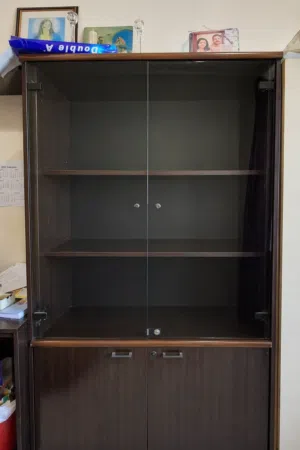 Urgent Sale  Dark Brown Display Cabinet with Glass Doors  188 x 90 x 40 cm