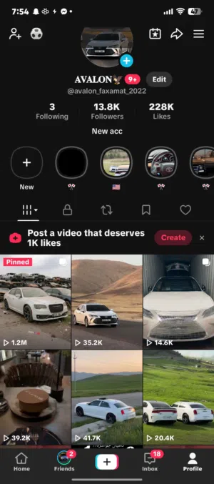 حساب  تيك توك 13.8k  تفاعل بل ملاين تفاعل قوي