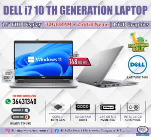 10th Generation Core i7 DELL Business Laptop 32GB DDR4 RAM 14" FHD Screen Win 11 Pro (Same Like New)