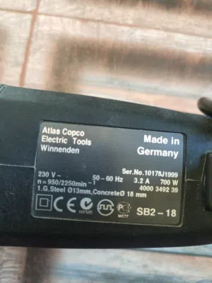 دريل كهربائي اصلي من شركه Atlas copco صنع ف ألمانيا  made in Germany
