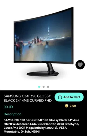 شاشة سامسونج كيرف 24 بوصة مكسورة للقطع موديل C24F390