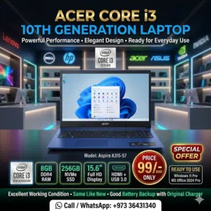 ACER Inspire Core i3 10th Generation Laptop Same New 15.6" FHD Screen 8GB DDR4 RAM + 256GB NVMe SSD