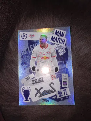 mint condition man of the match xaver schlager signed card 2025 2026
