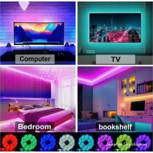 حبل اناره و ديكور مع ريموت و محول ودبل فيس لاصق LED light RGB ضوء ليد اضائه زينه حفلات  عيد ميلاد