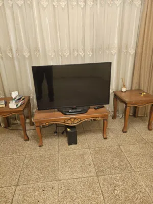 ميز Tv ووسطي مع طبلتين خشب زان