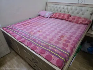 Queen Size Bed with Storage & 2 Side Tables