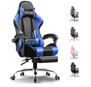 GTPLAYER #1USA Ergonomic Gaming Chair with USB Massage Cushion, Footrest & Armrests