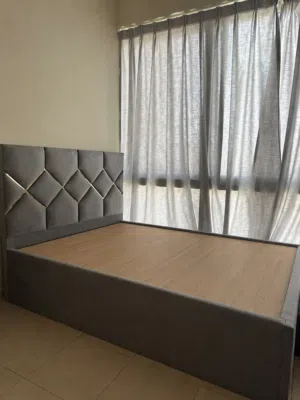 Queen size bed frame + free mattress and comforter always used with bedsheet
