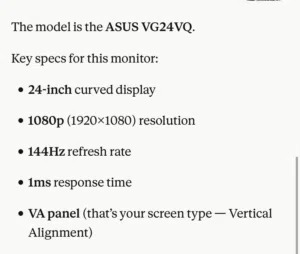 للبيع بي سي قيمنق متكامل (i7 + GTX 1650) مع شاشة أسوس كيرف 144 هرتز