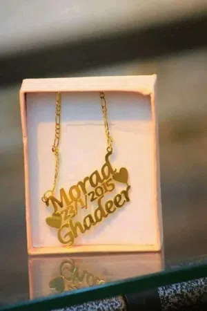 سنسال تفصيل مطلي ذهب او فضه اسم او اسمين