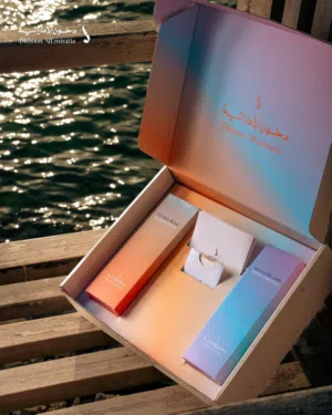 بكج عطور دخون الإماراتي الفاخر بوكس من دخون يحتوي علي 2 قطع حجم القطعه 200 ملى