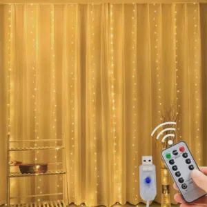 شلال الإضاءة الذهبي USB مع ريموت