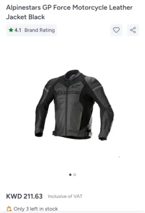 Motorcycle Alpinestar gp force leather jacket.