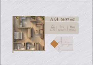 57 m2 1 Bedroom Apartments for Sale in Muscat Al Khoud
