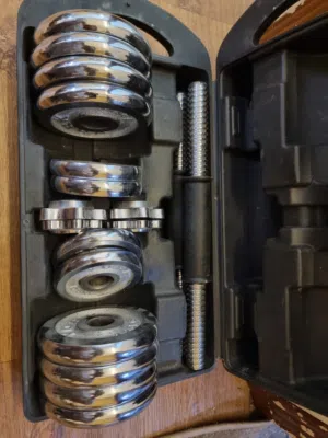 طقم أوزان حرة 15كجم + حبال مقاومة مطاطية (5 حبال)