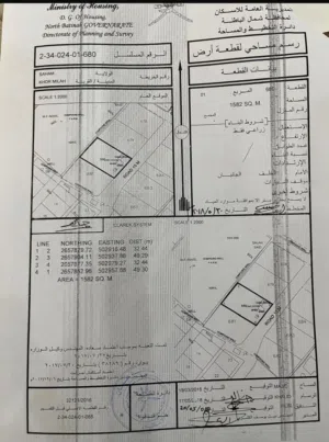 ارض زراعيه في صحم خور الملح مساحة 1585متر قريبه من شارع العام وقريب من شارع قار وبجنبه منازل